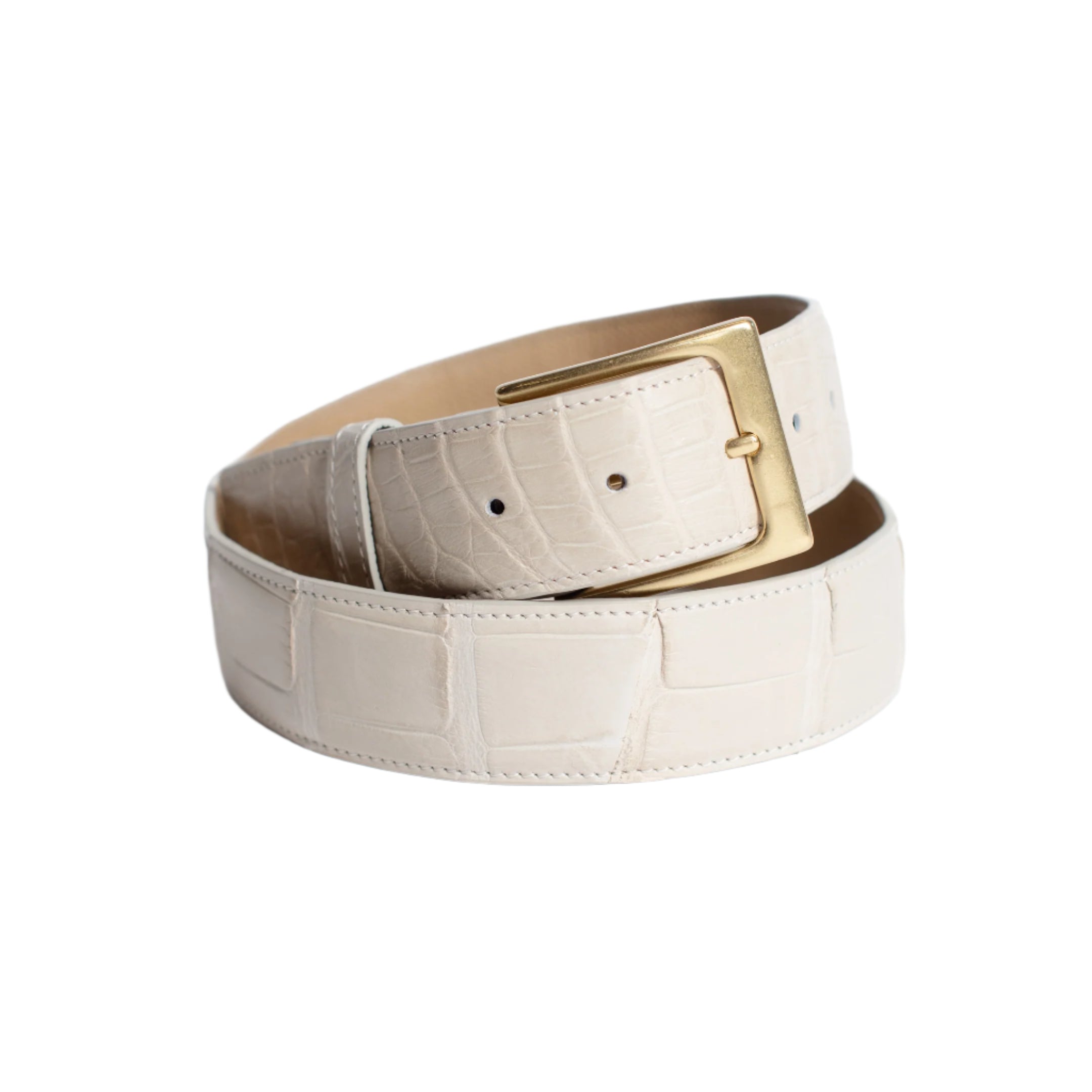 Full Skin Belt, Bone Matte Alligator