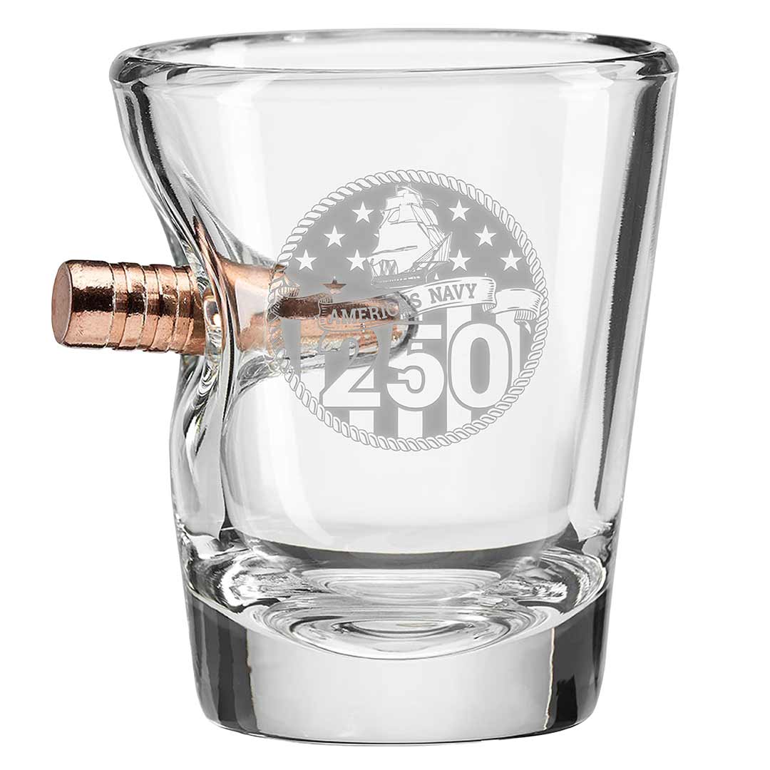 Military 250th Anniversary Glasses 2oz Shot Glass Navy Bullet