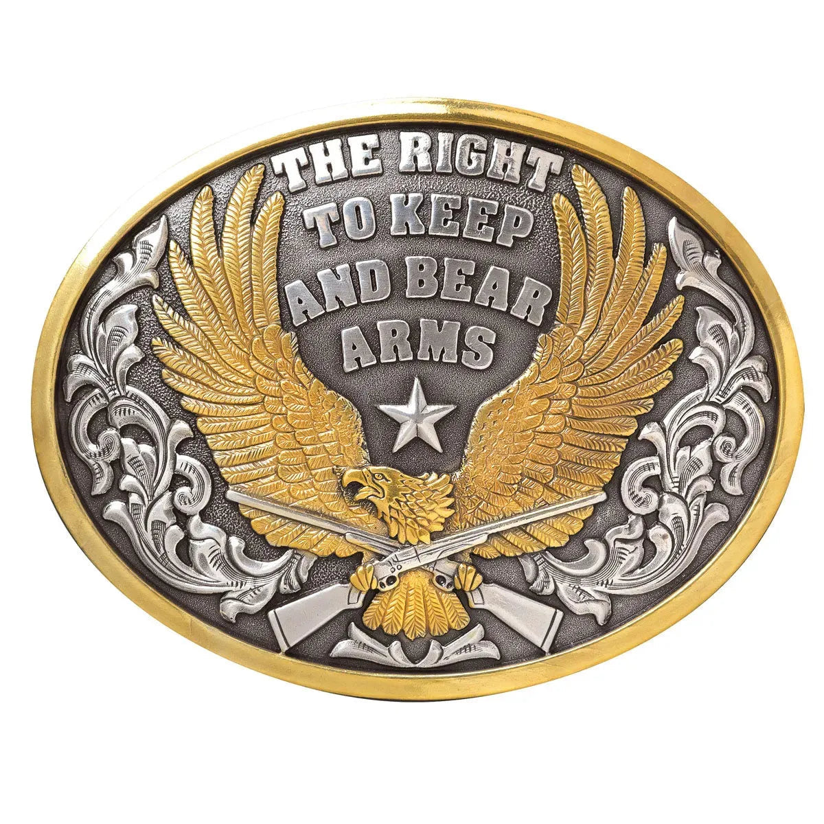 Nocona Right To Bear Arms - Belt Buckle Silver Gold
