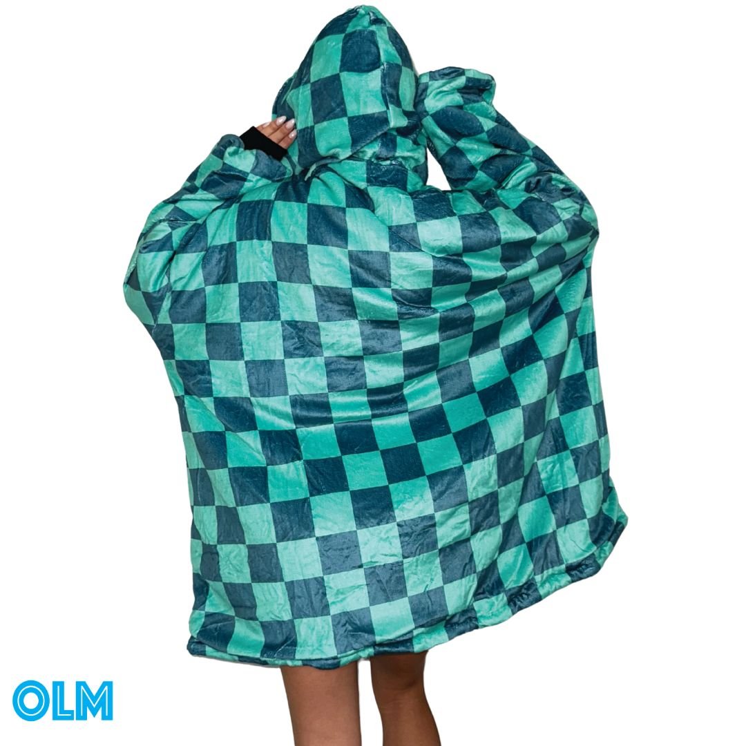 Wearable Sherpa Blanket Hoodie oversize for Kids & Adults | OLM Toys light green
