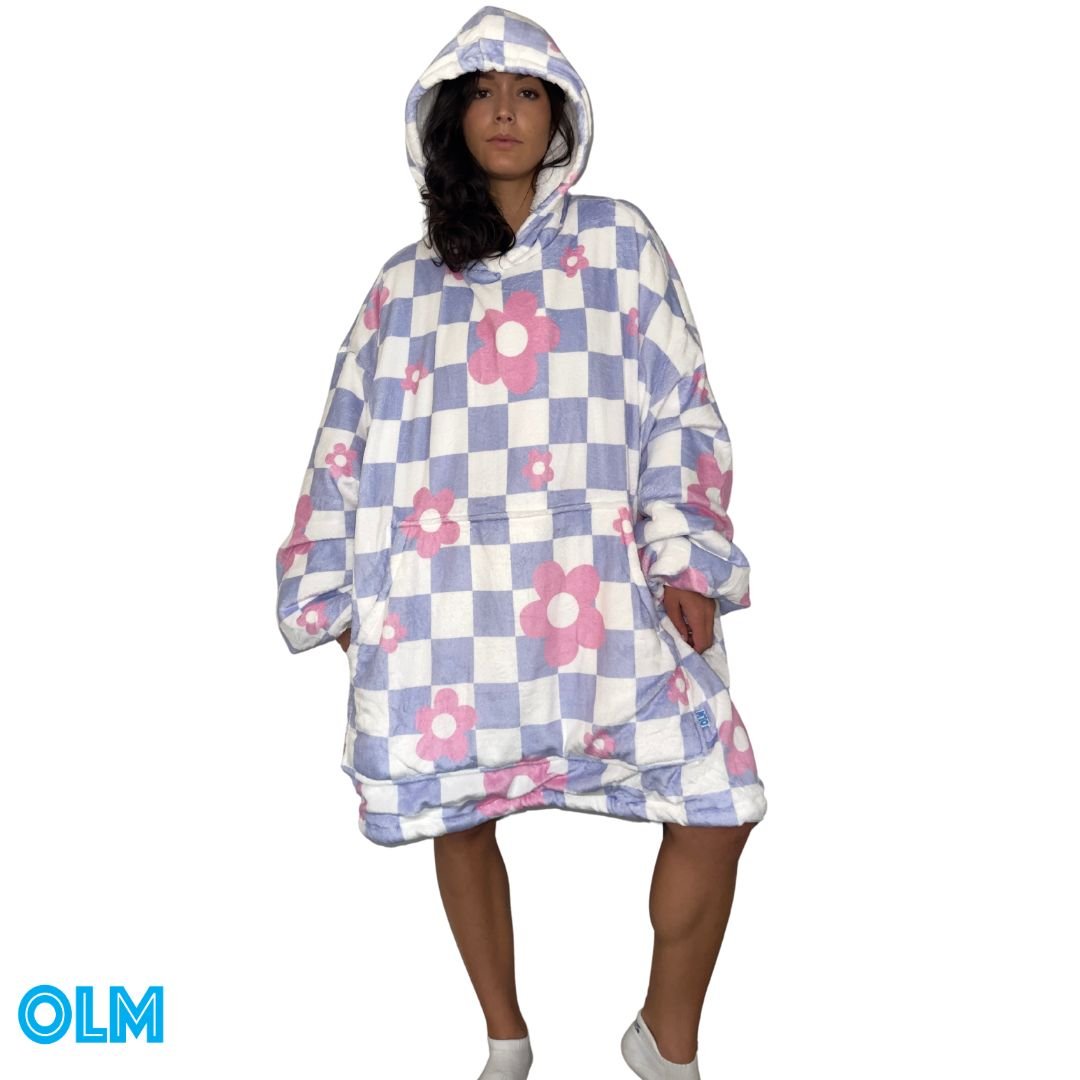 Wearable Sherpa Blanket Hoodie oversize for Kids & Adults | OLM Toys flower