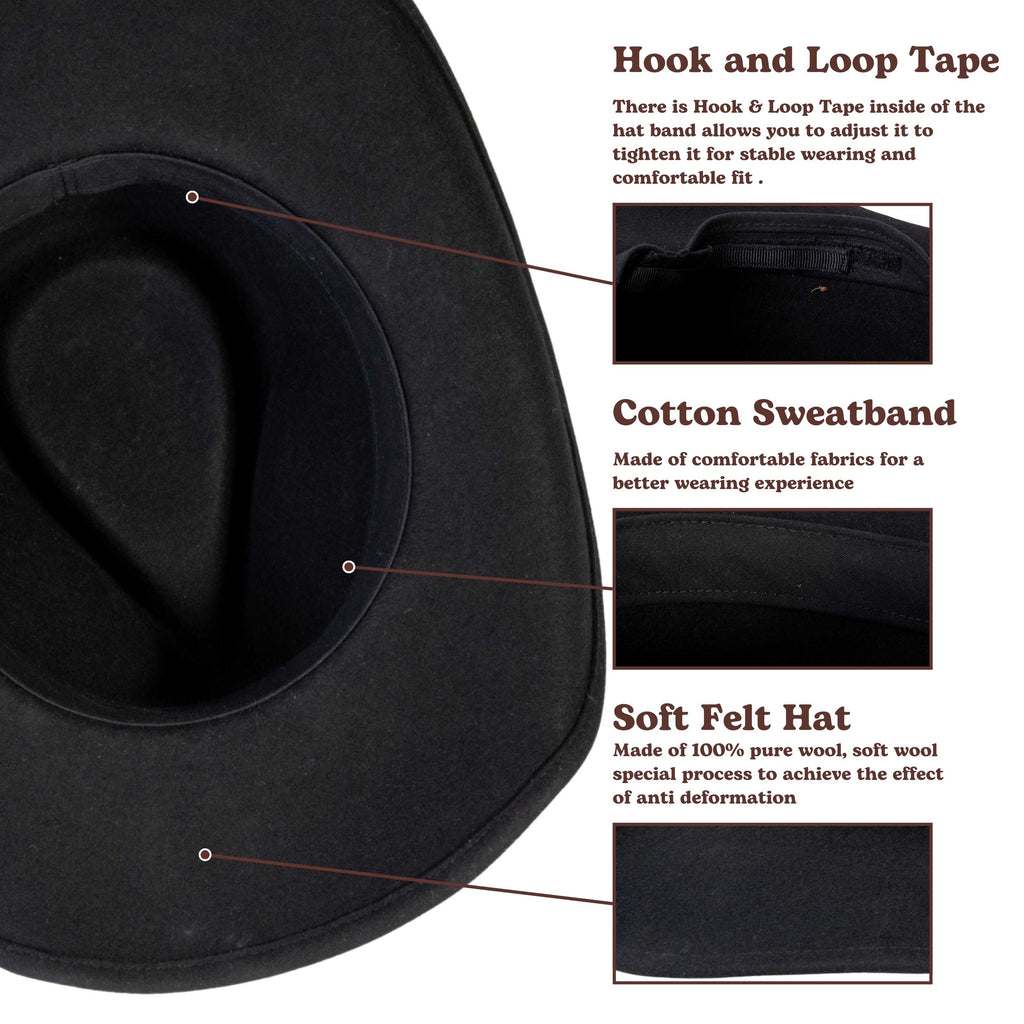 Rustler Black Felt Cowboy Hat