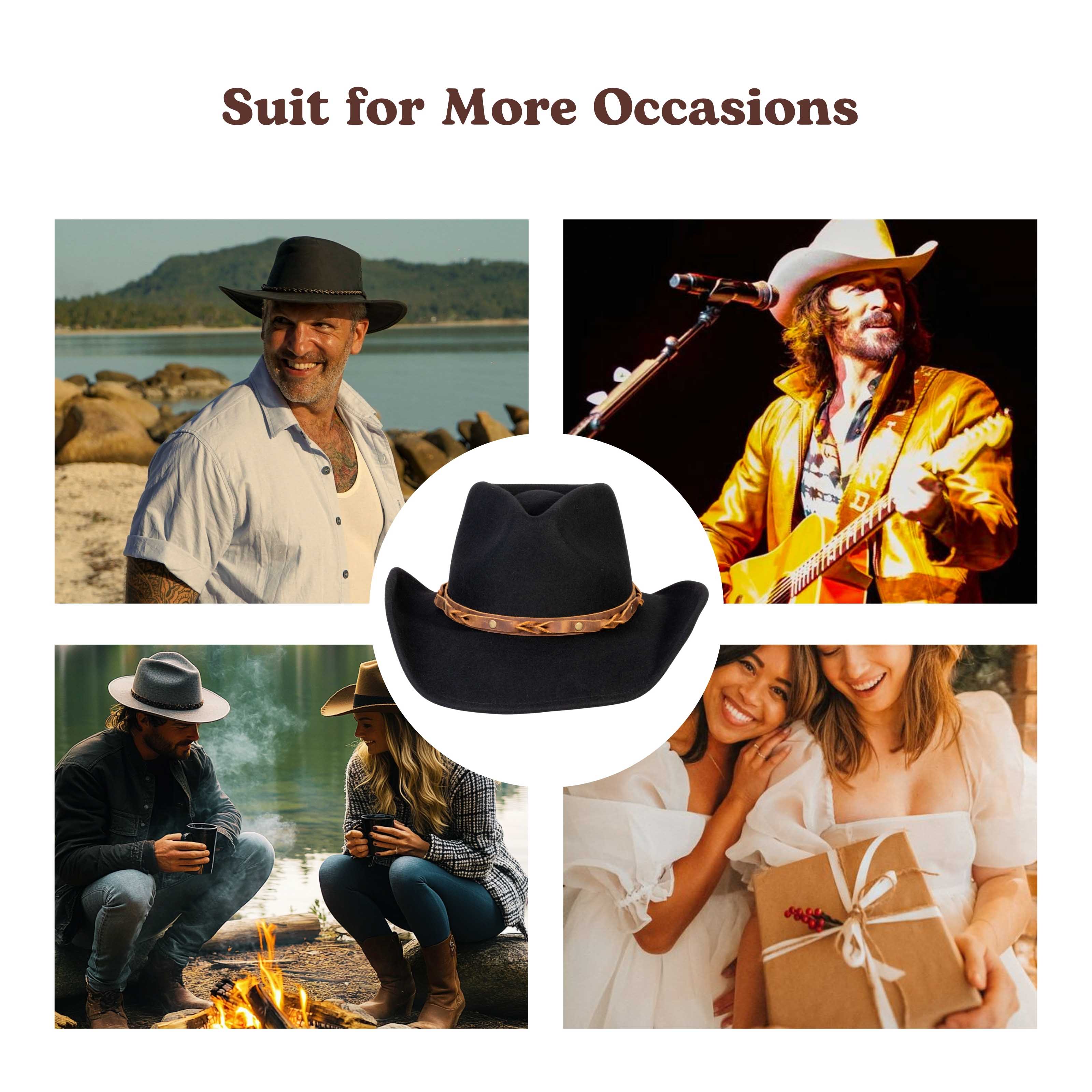 Rustler Black Felt Cowboy Hat