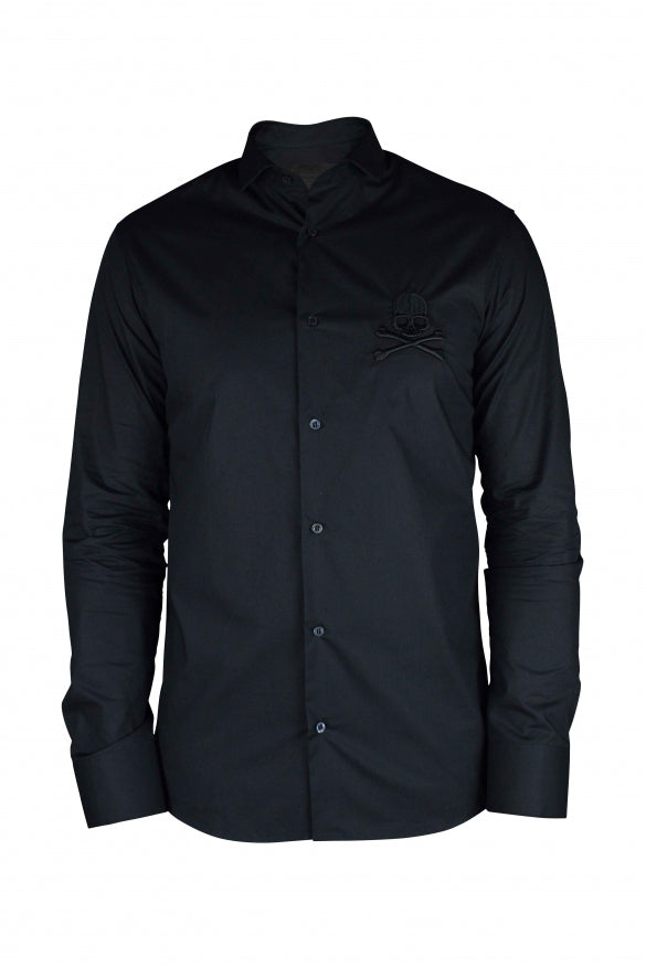 Philipp Plein Men Diamond Cut Ls Skull Shirt