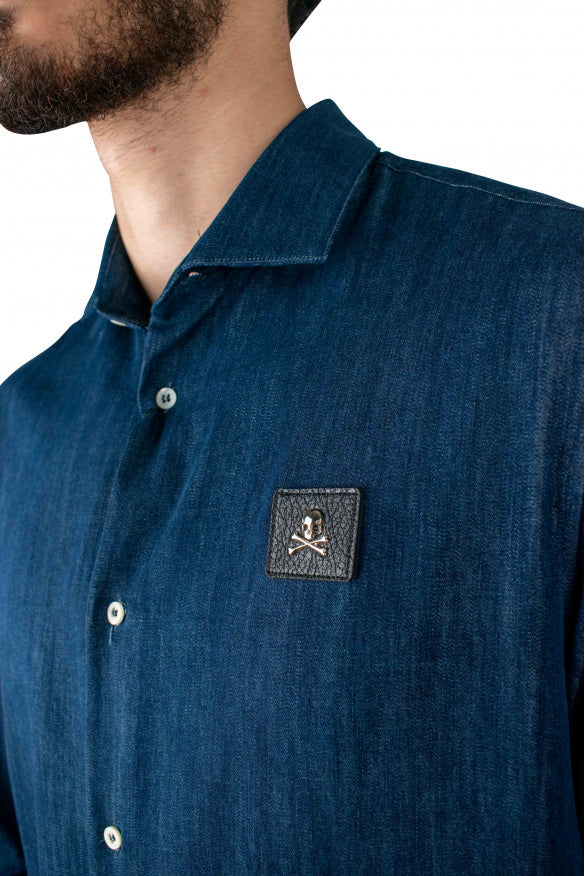 Philipp Plein Men Diamond Cut Ls Skull Shirt