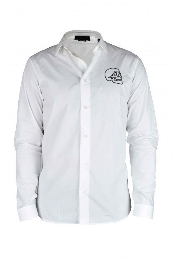 Philipp Plein Men Gold Cut Ls Skull Shirt