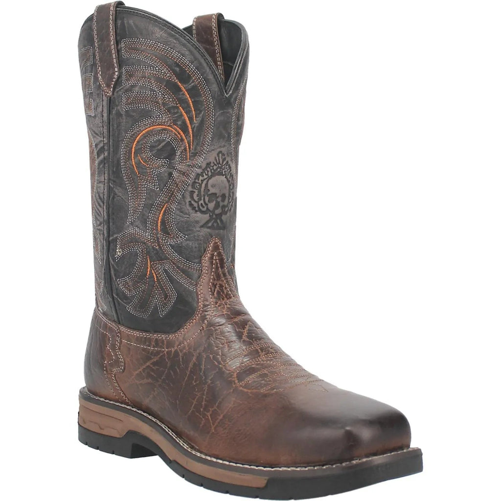 Laredo Hawke (Safety Toe) - Men's Leather Cowboy Work Boot (Closeout) Brown 13 Regular