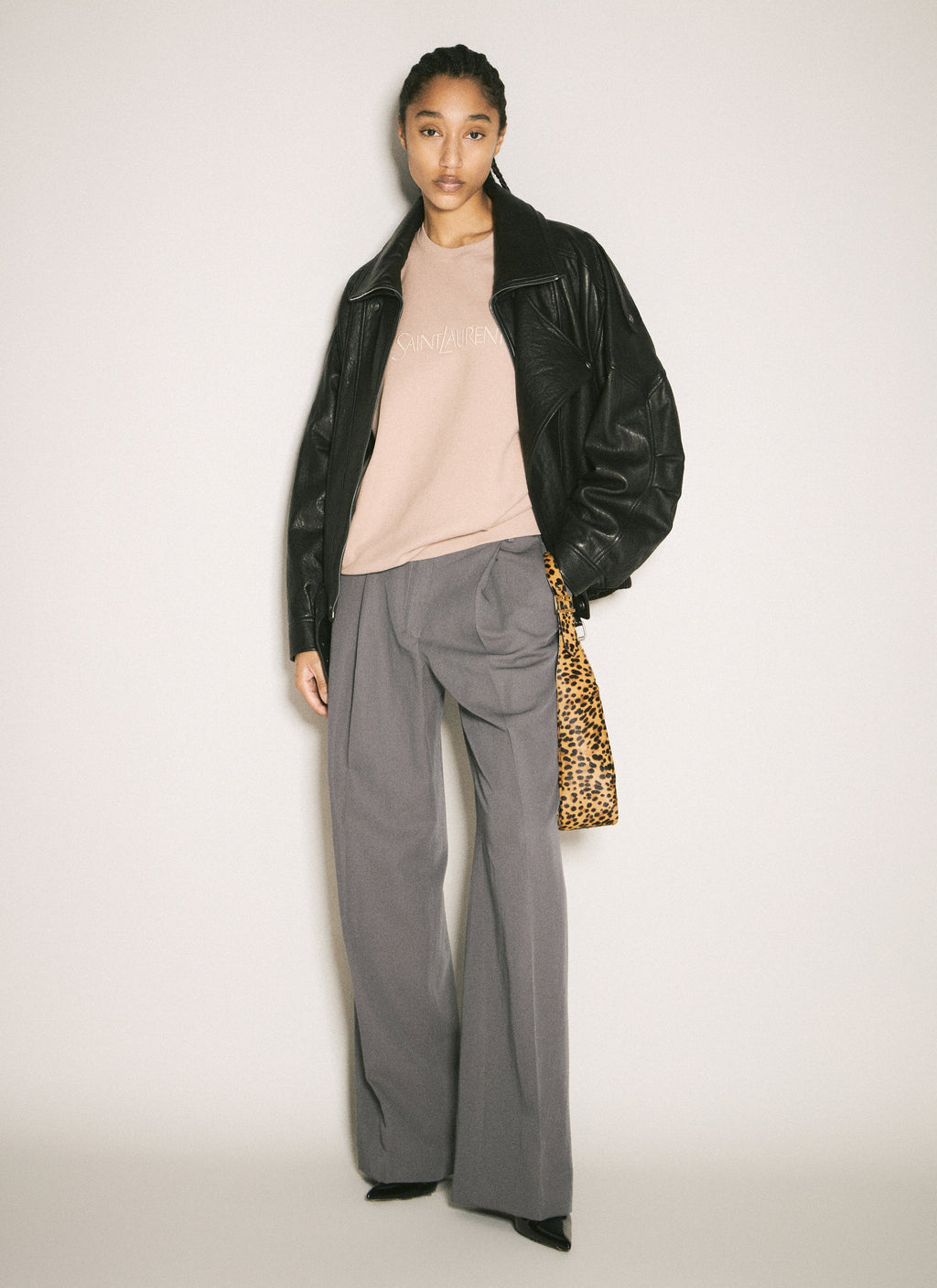 Saint Laurent Women Logo Embroidery Sweatshirt