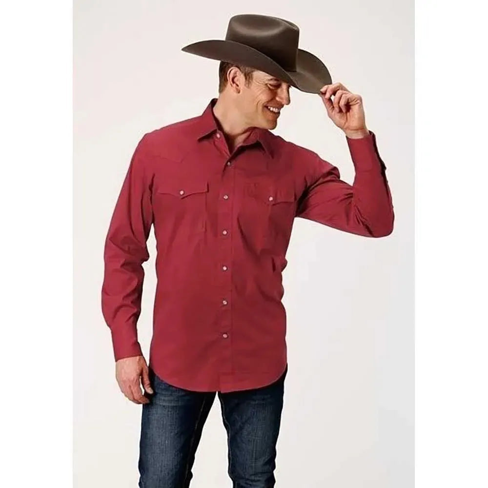 Roper Solid Poplin Snap - Mens Western Shirt Campfire