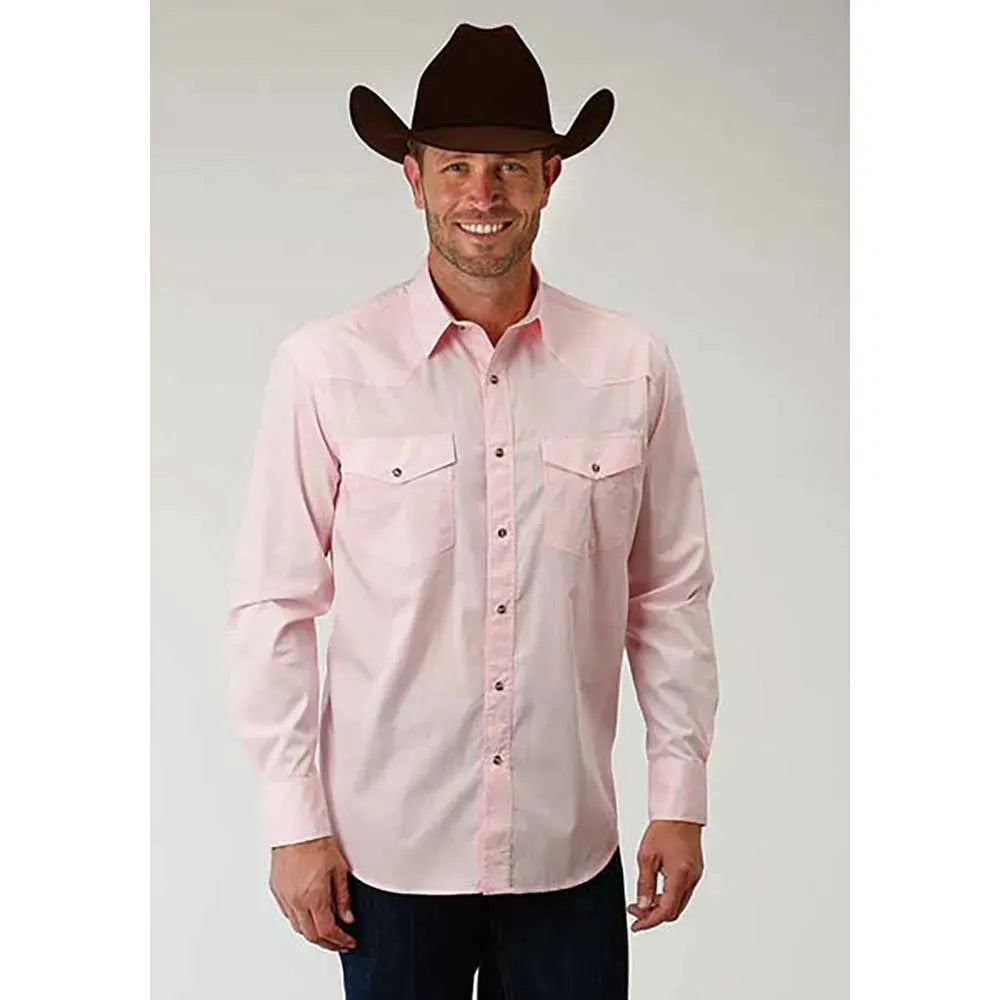 Roper Solid Poplin Snap - Mens Western Shirt Pink