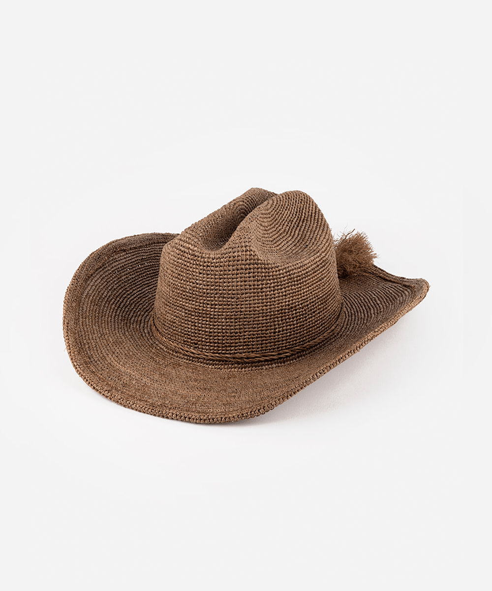 Ames Packable Straw Cowboy Hat Chocolate