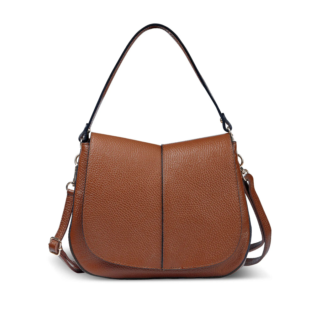 Calf Leather Shoulder Bag 132610 Brown