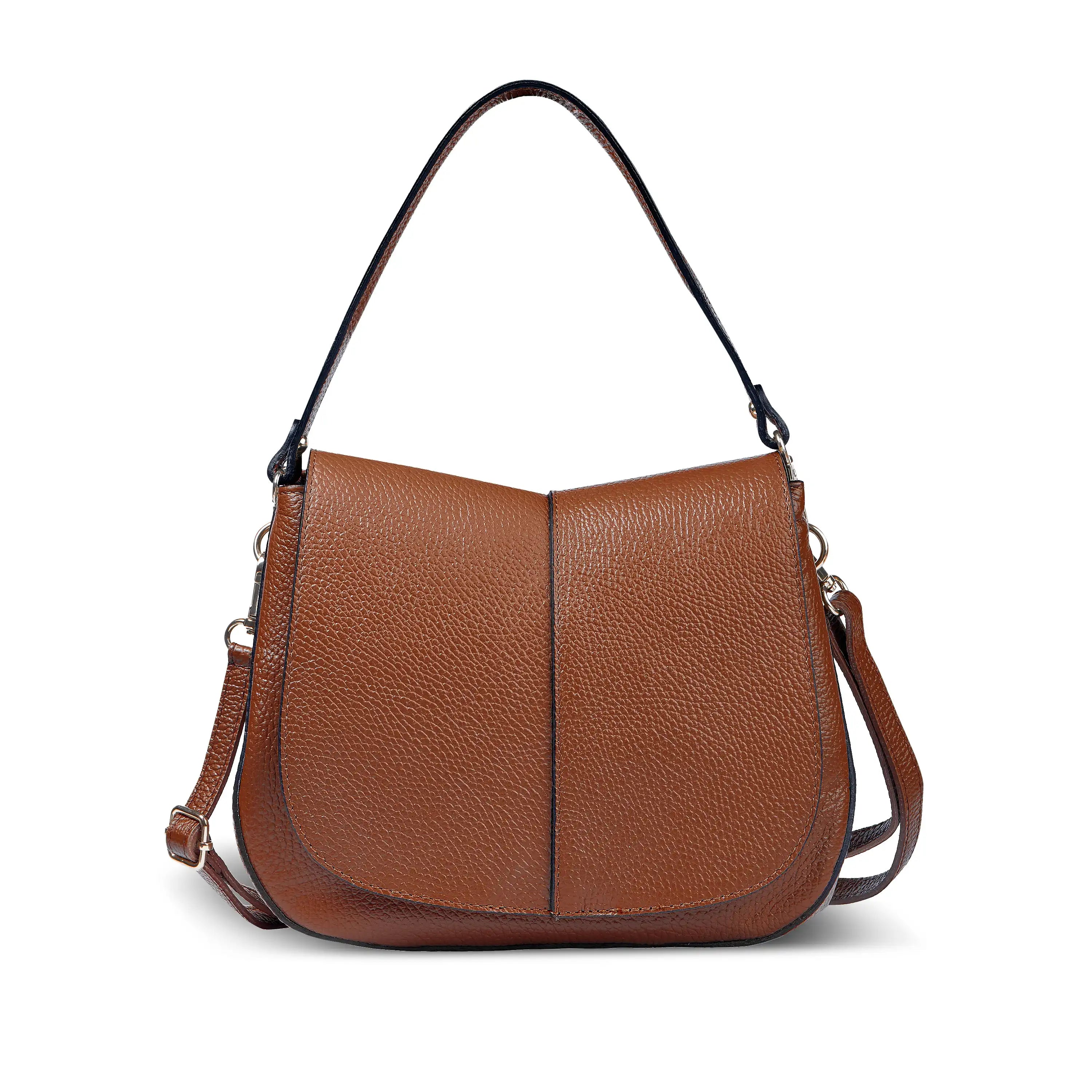 Calf Leather Shoulder Bag 132610 Brown