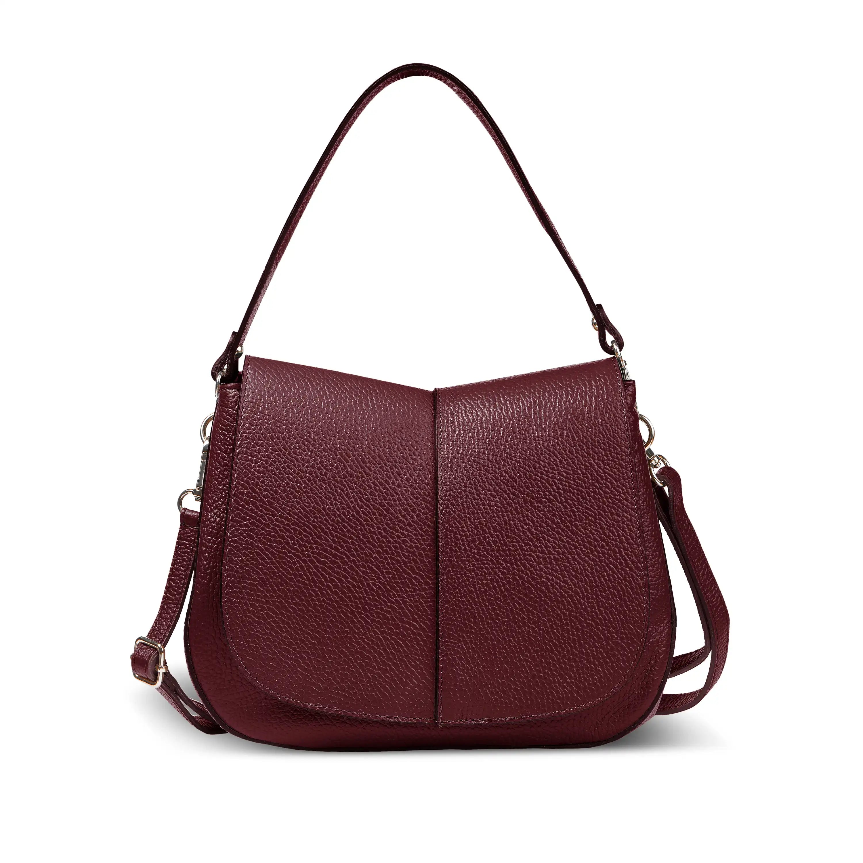 Calf Leather Shoulder Bag 132610 Burgundy