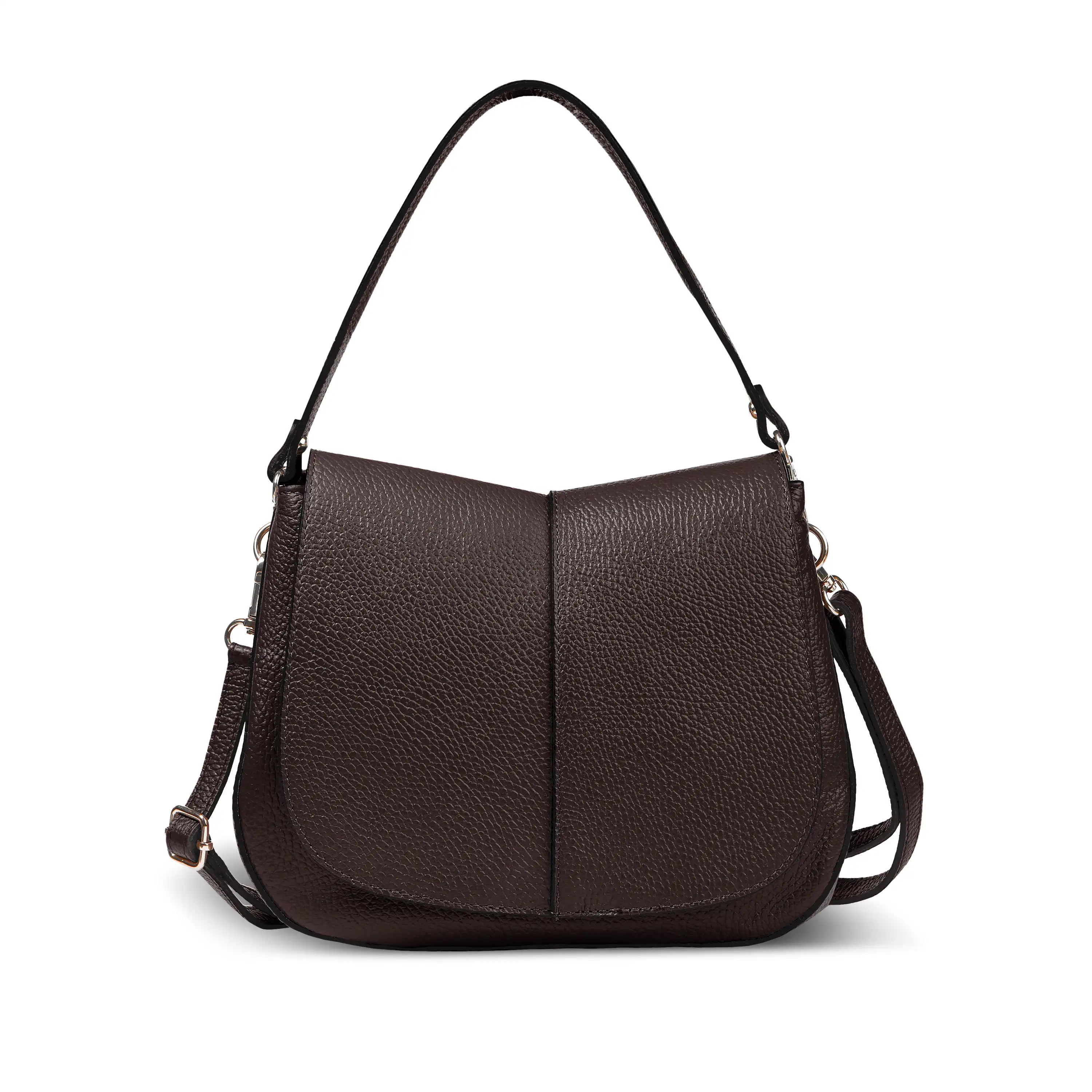 Calf Leather Shoulder Bag 132610 Chocolate