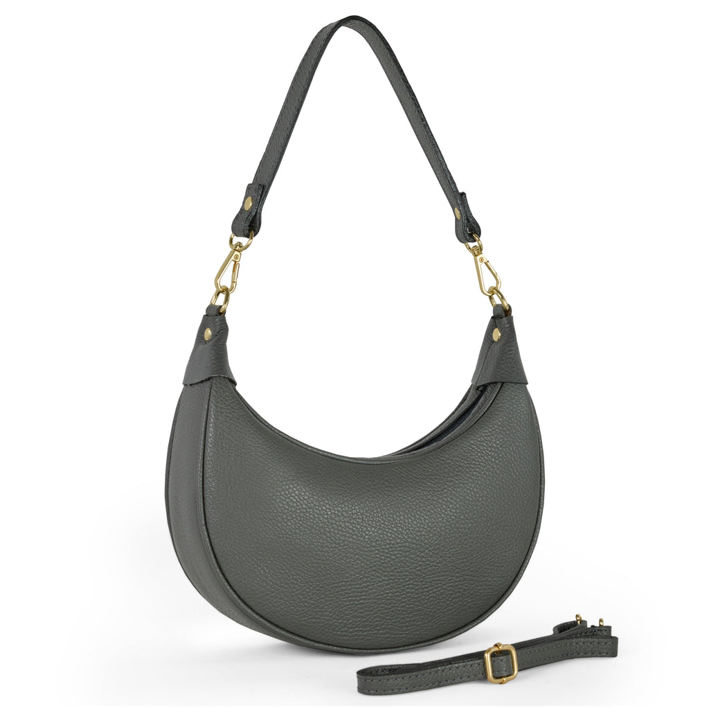 Calf Leather Shoulder Bag 222024 Dark Grey