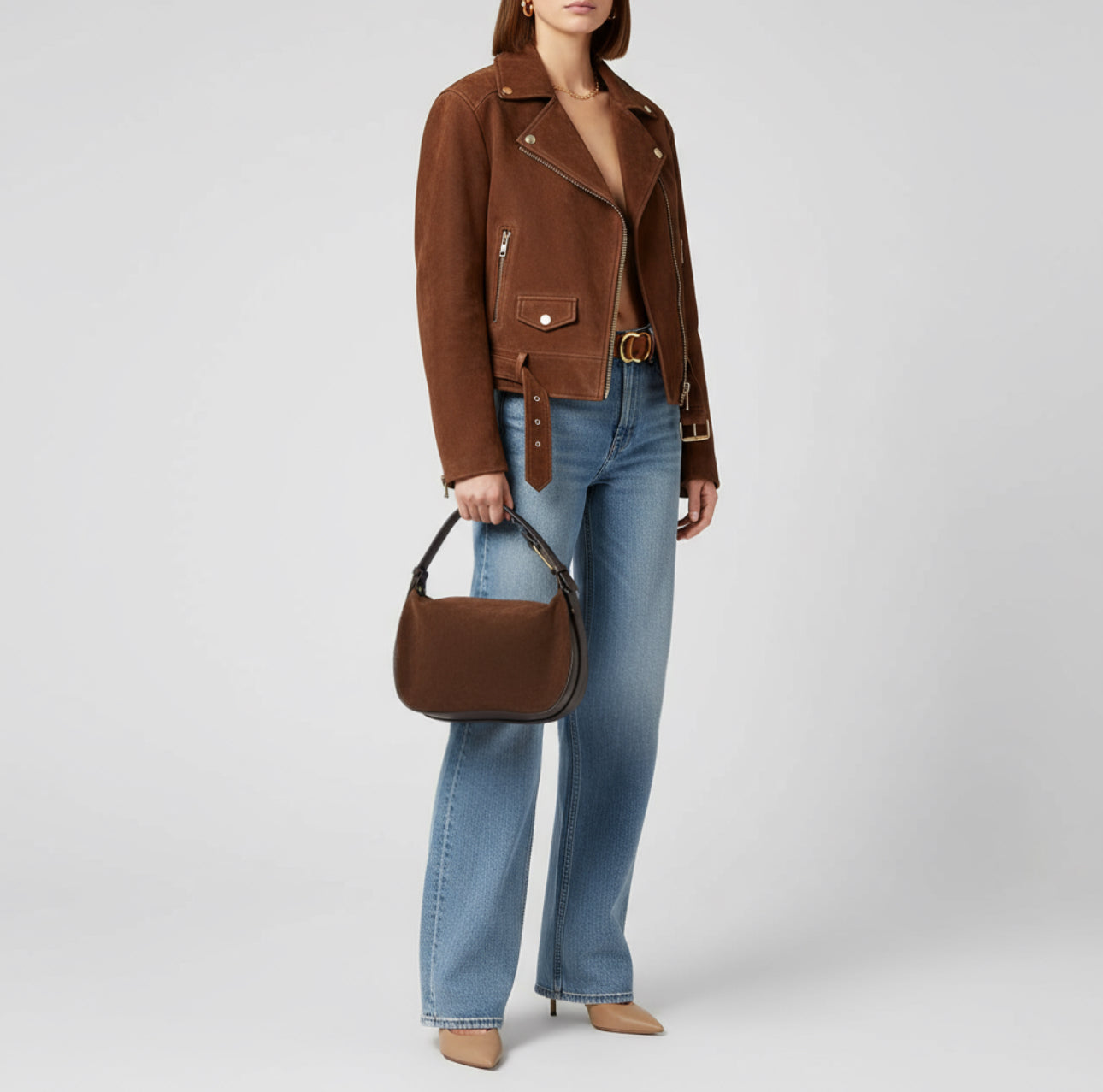 Suede Leather Crossbody Bag 242265