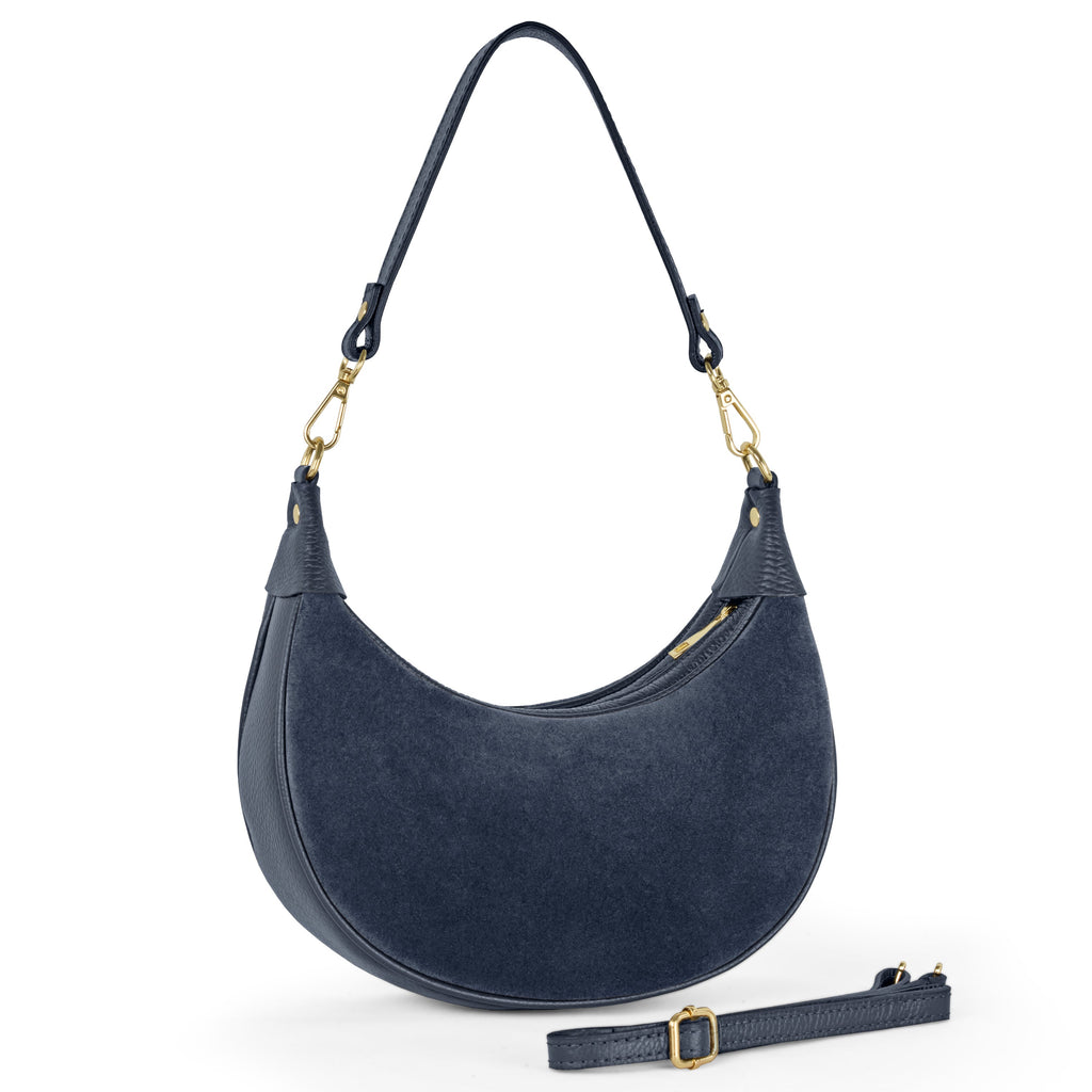 Suede Leather Shoulder Bag 222024 Dark Blue Suede