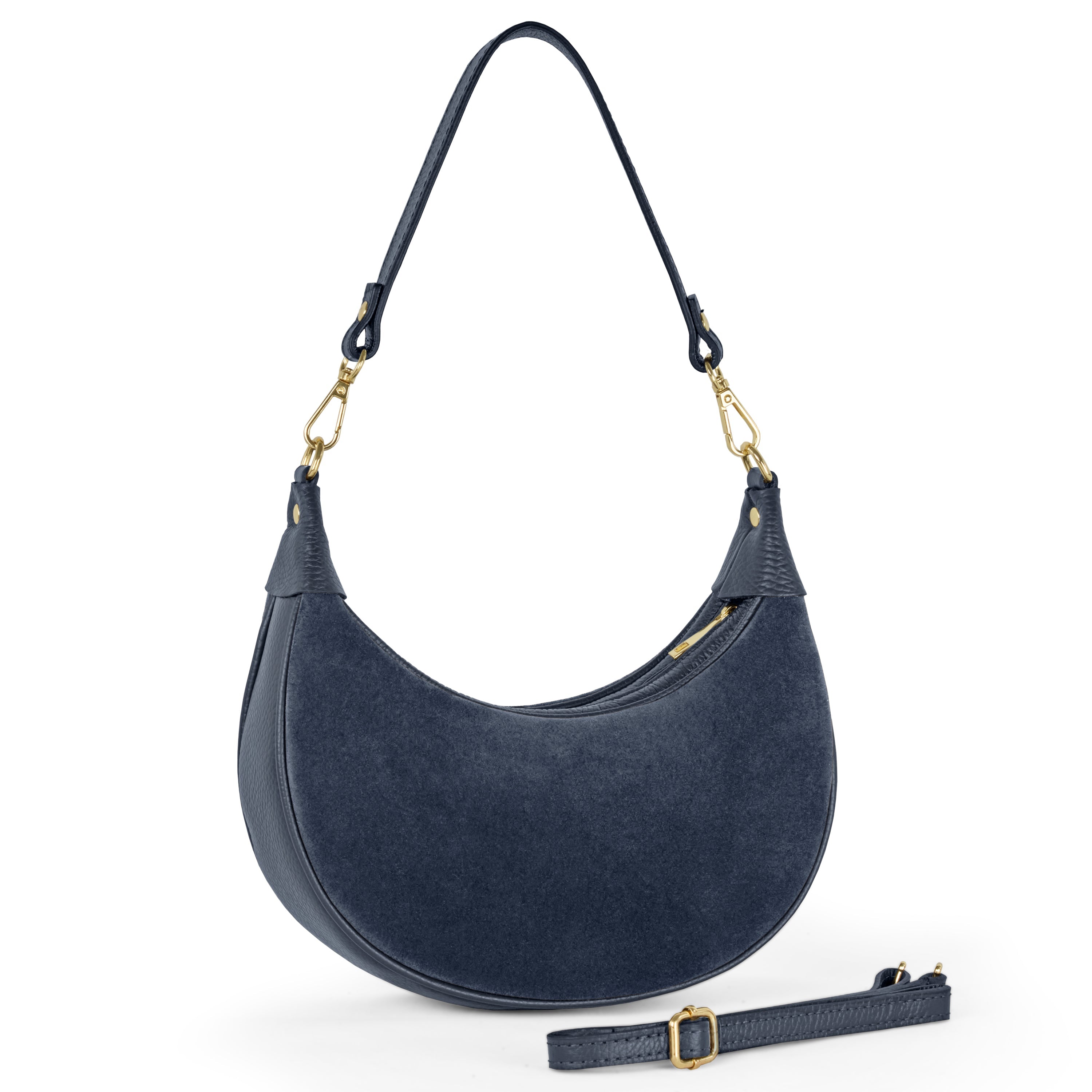 Suede Leather Shoulder Bag 222024 Dark Blue Suede