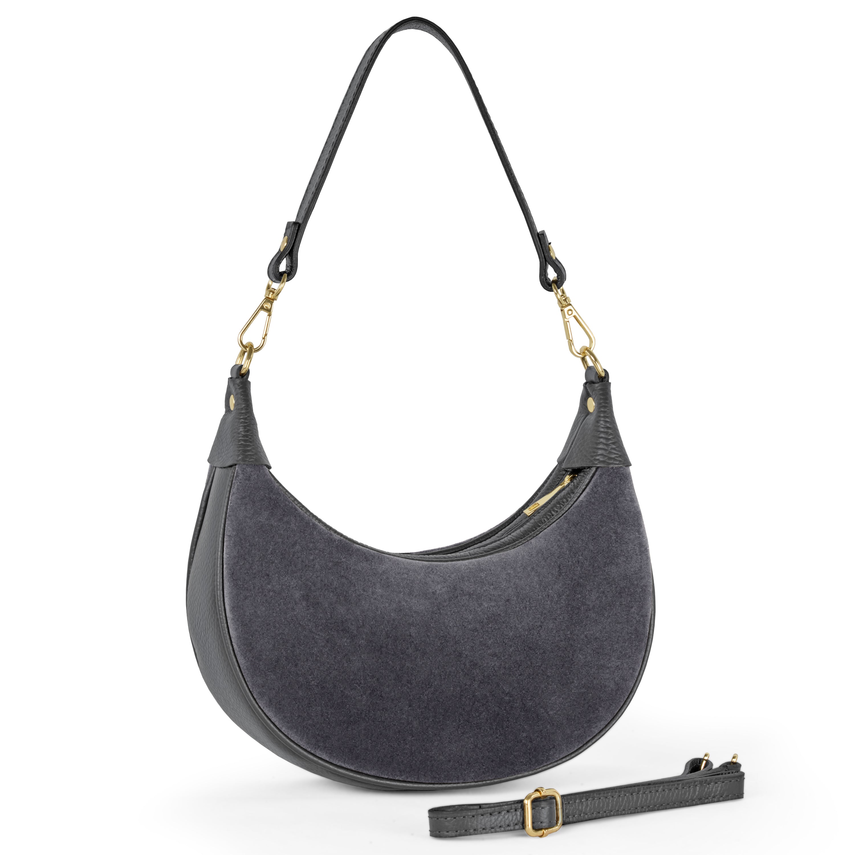 Suede Leather Shoulder Bag 222024 Pewter Suede