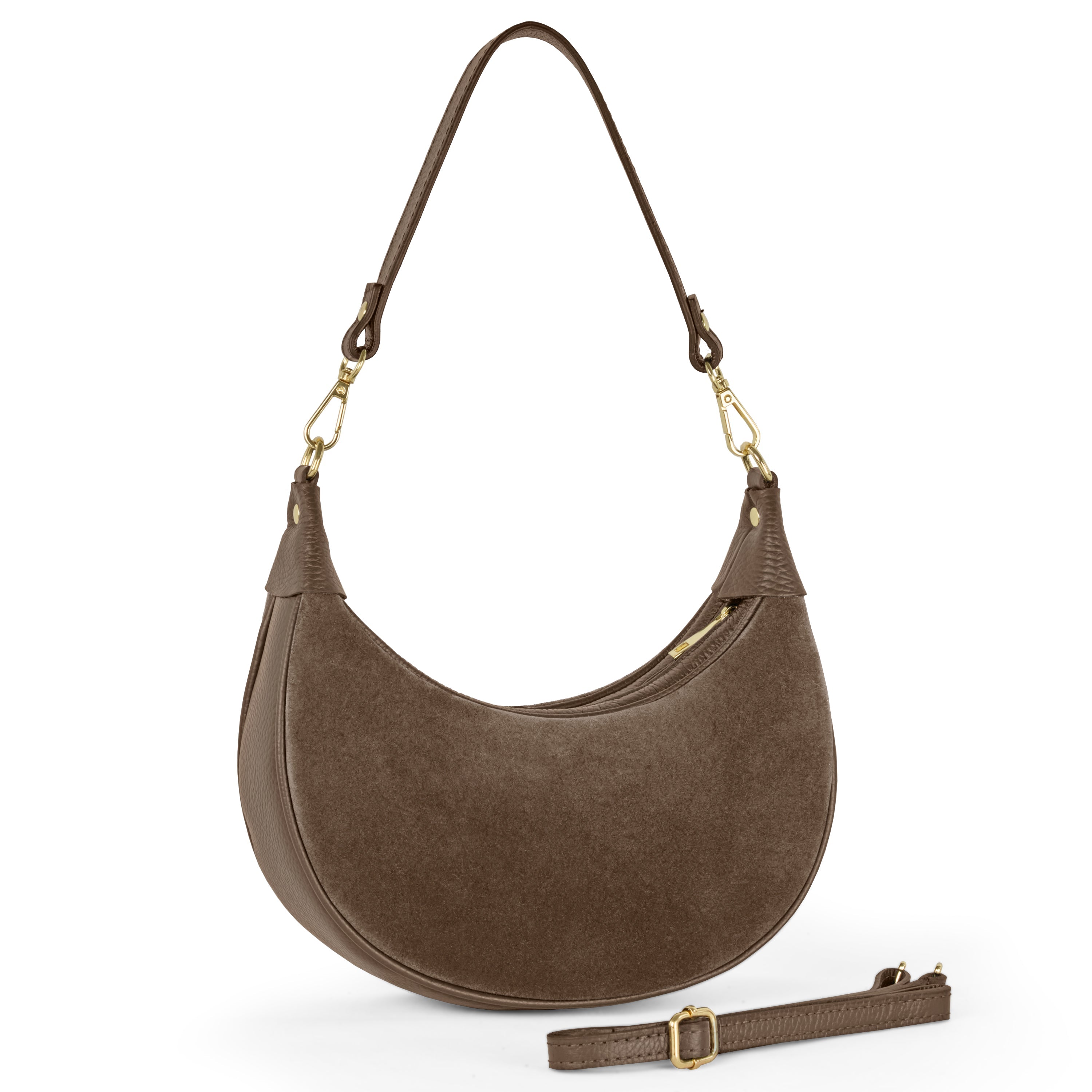 Suede Leather Shoulder Bag 222024 Tobacco Suede