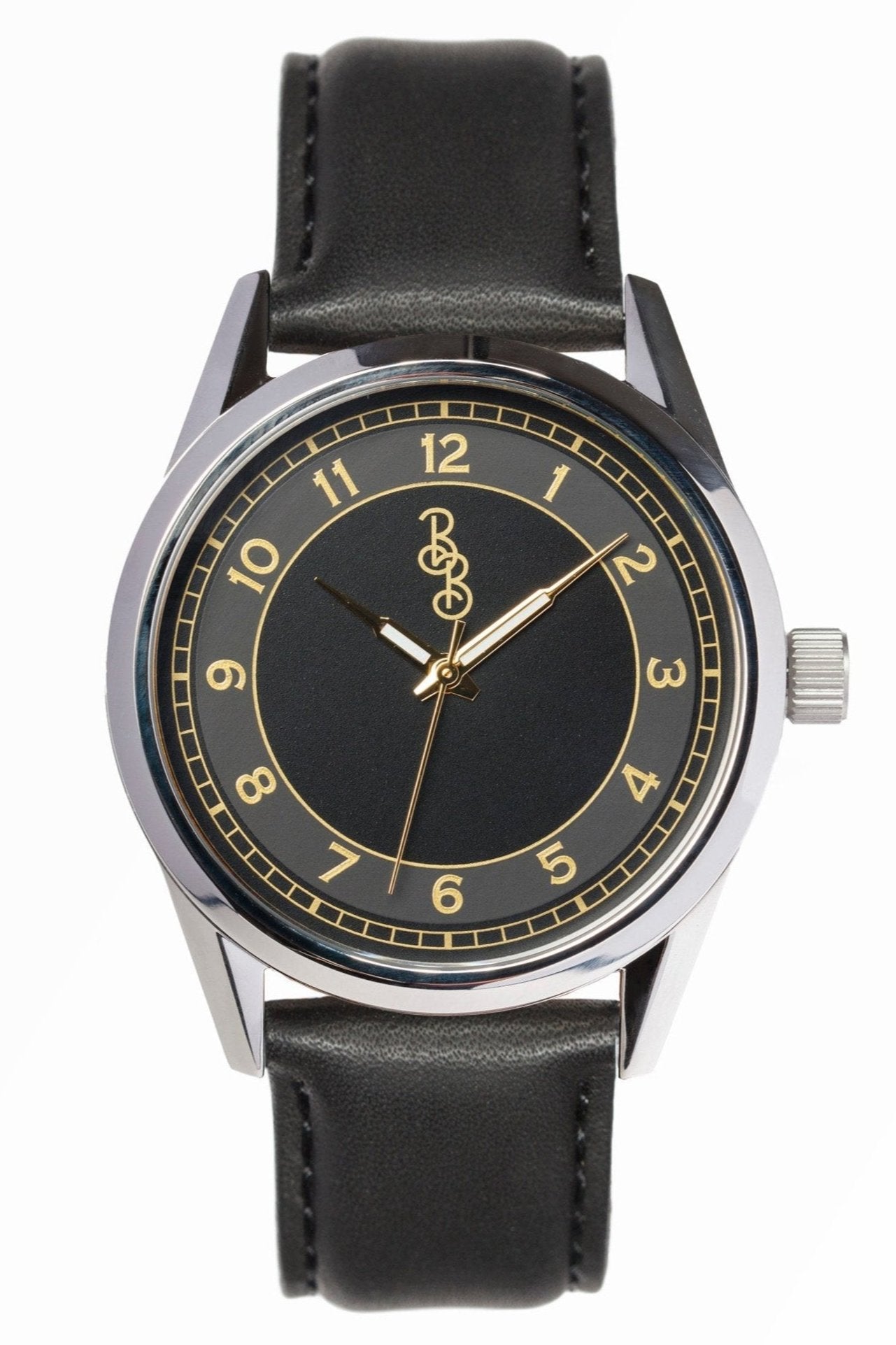 Black and Gold Classic Watch Leather