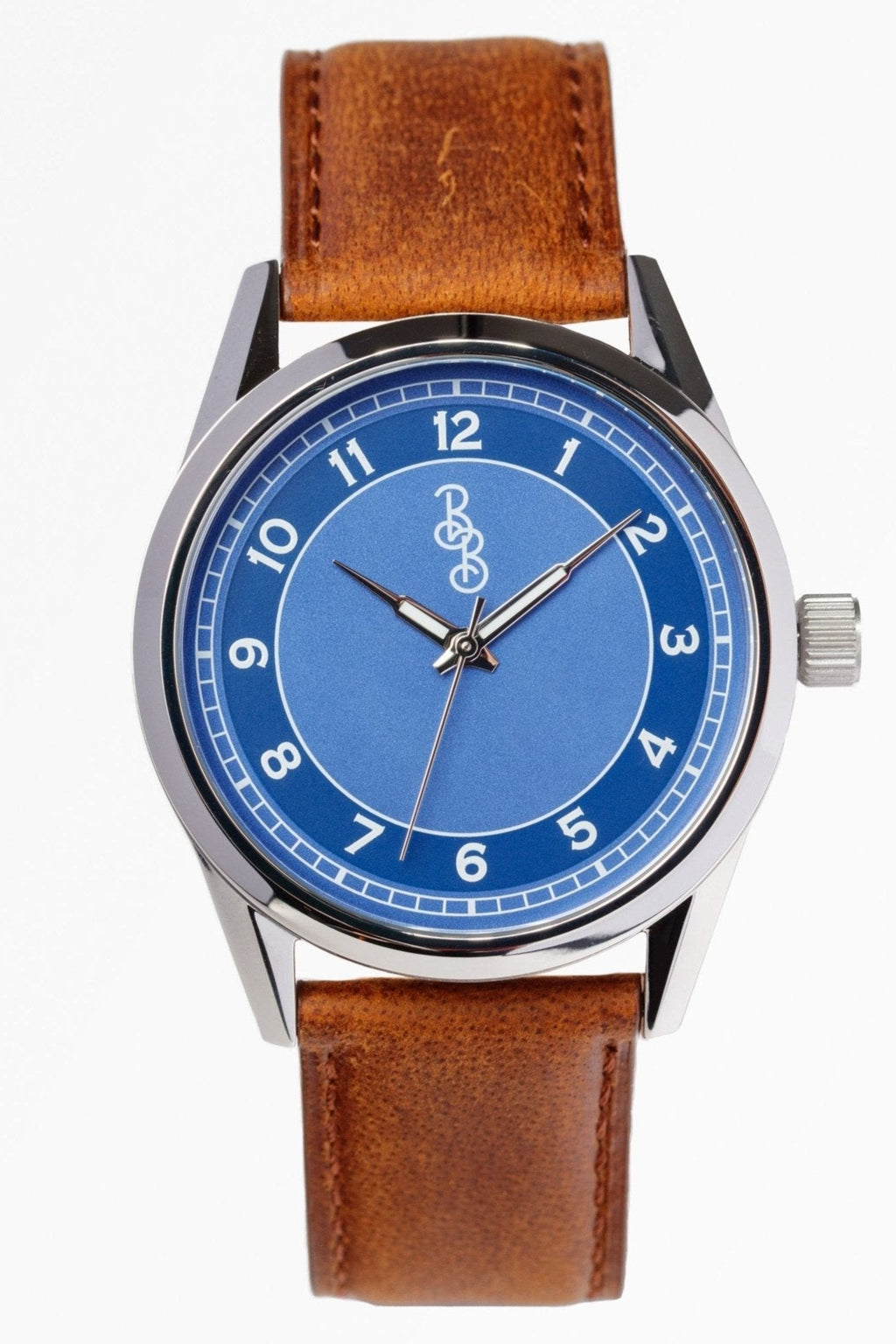 Blue Classic Watch Brown Leather