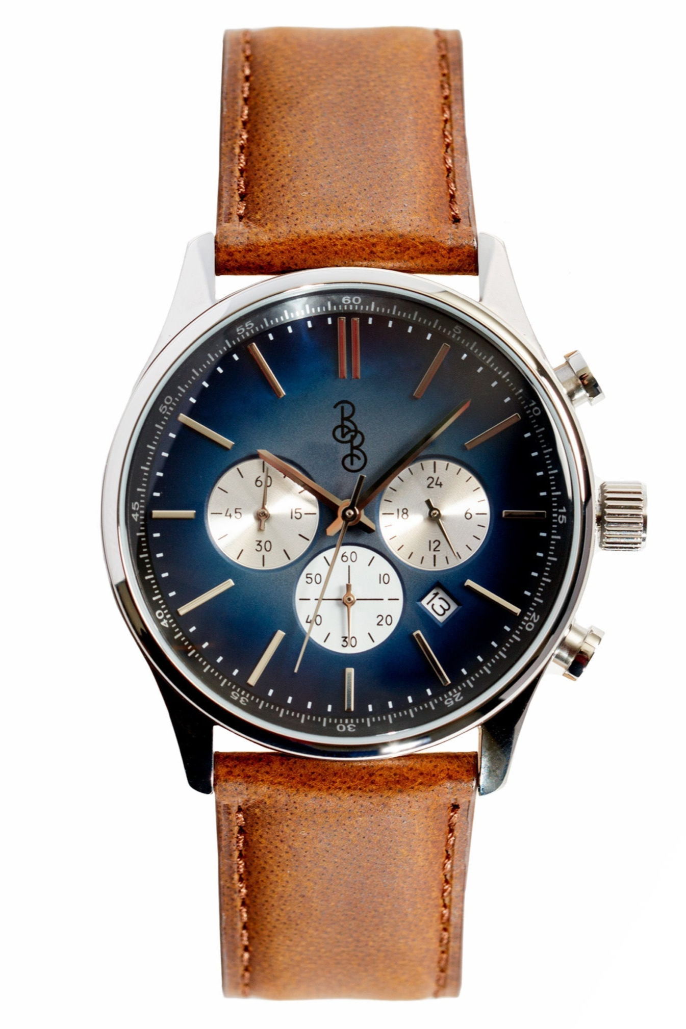 Blue Retro Chronograph 41mm Brown Leather