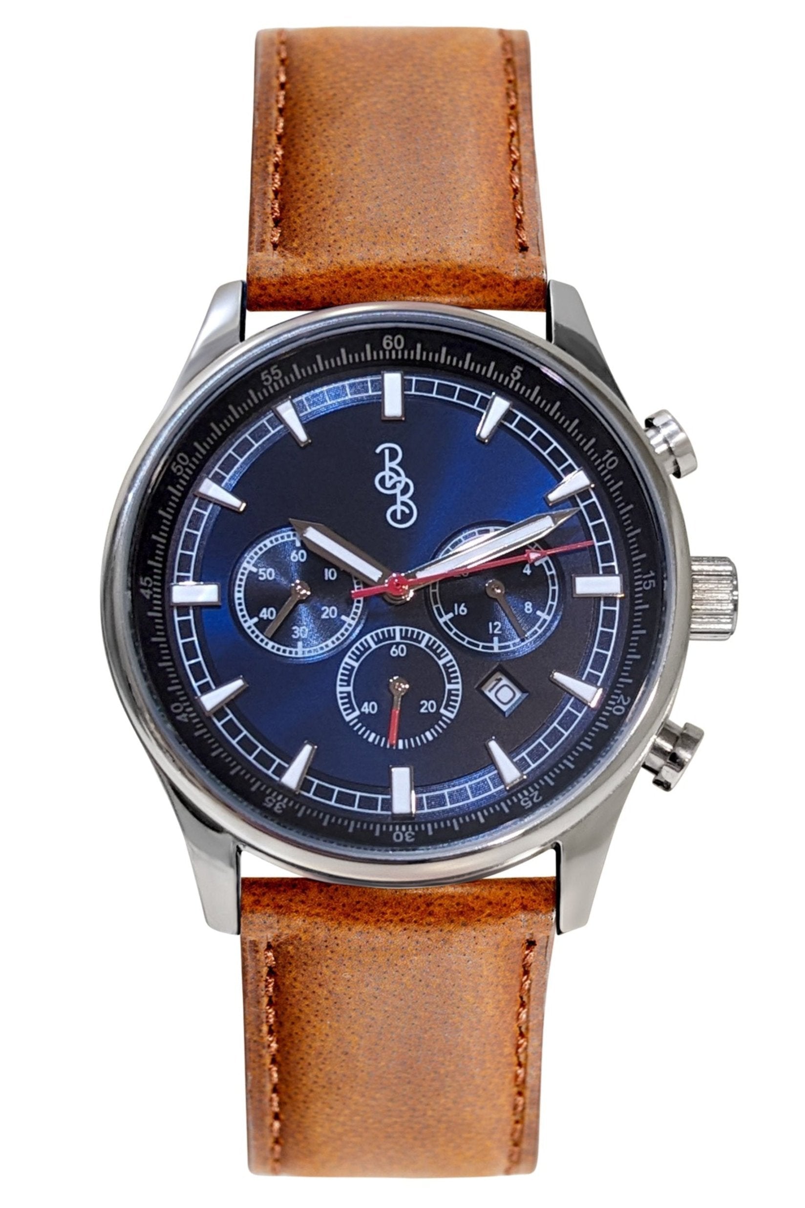 Blue Sport Chronograph 41mm Brown Leather