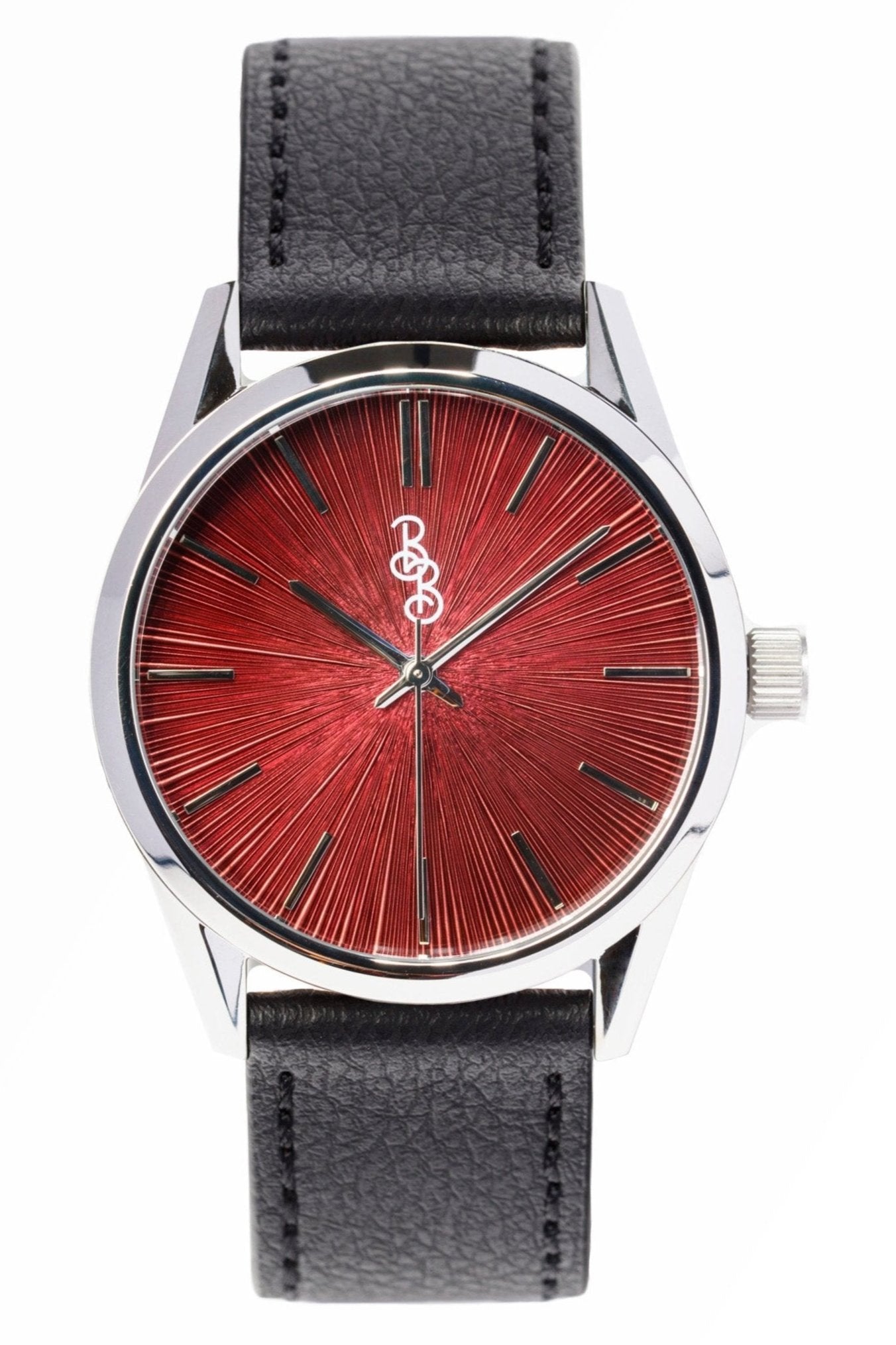 Burgundy Sunburst Watch Black Appleskin