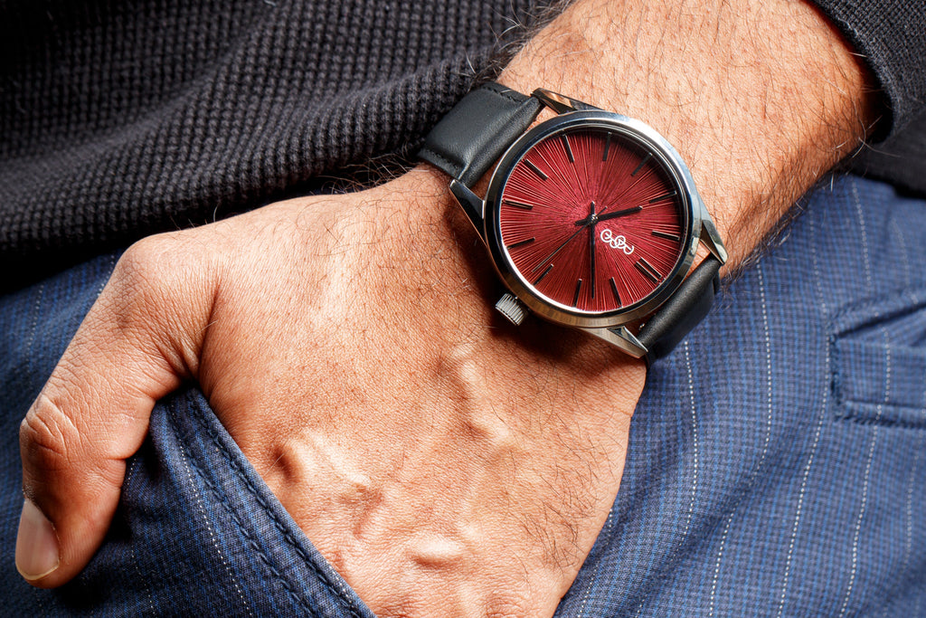 Burgundy Sunburst Watch