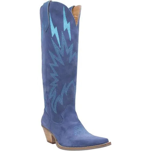 Dingo Thunder Road - Womens Leather Cowgirl Boots Blue Regular