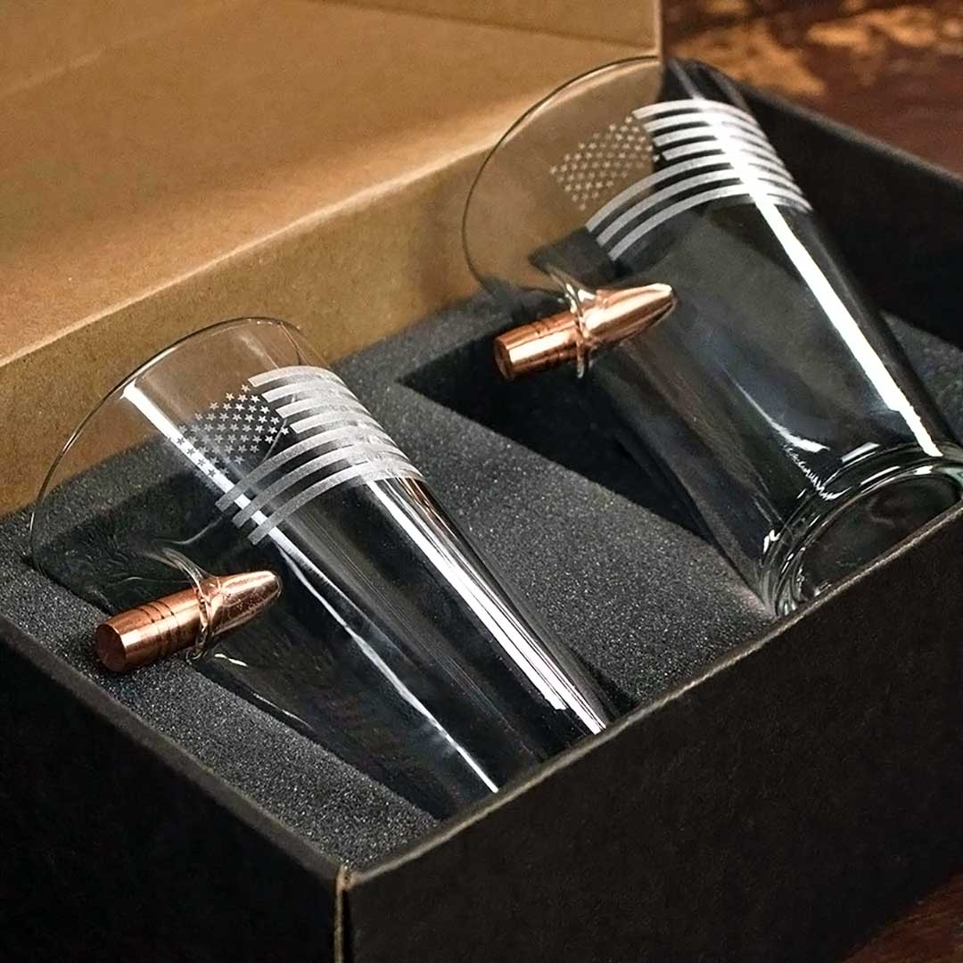 US Flag Pint Glass - 16oz Yes