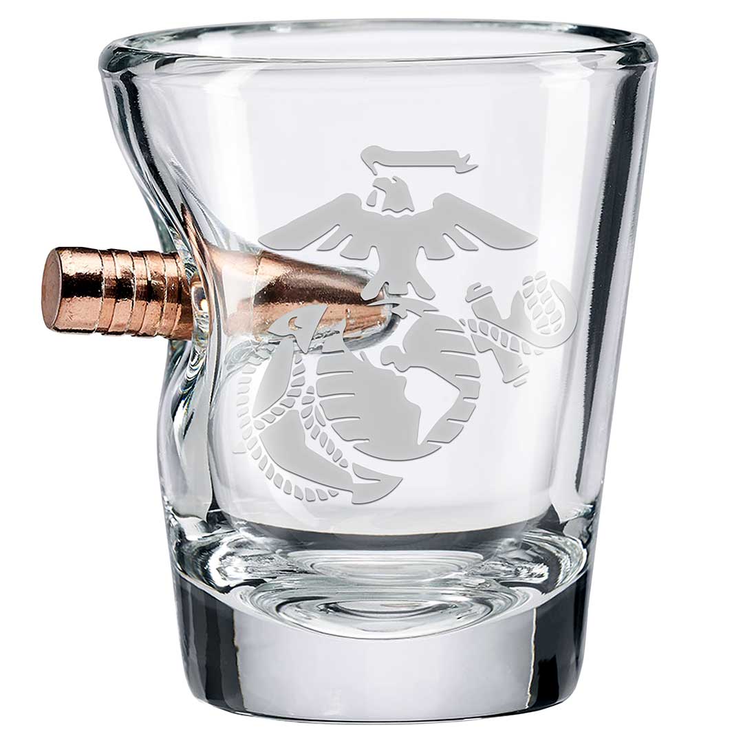 US Military Glasses 2oz Shot Glass Marine Corps Bullet