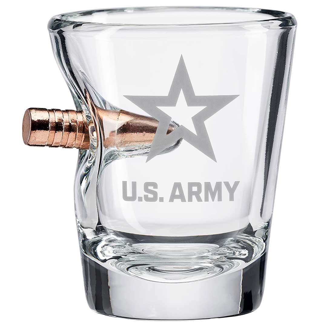 US Military Glasses 2oz Shot Glass Army Bullet