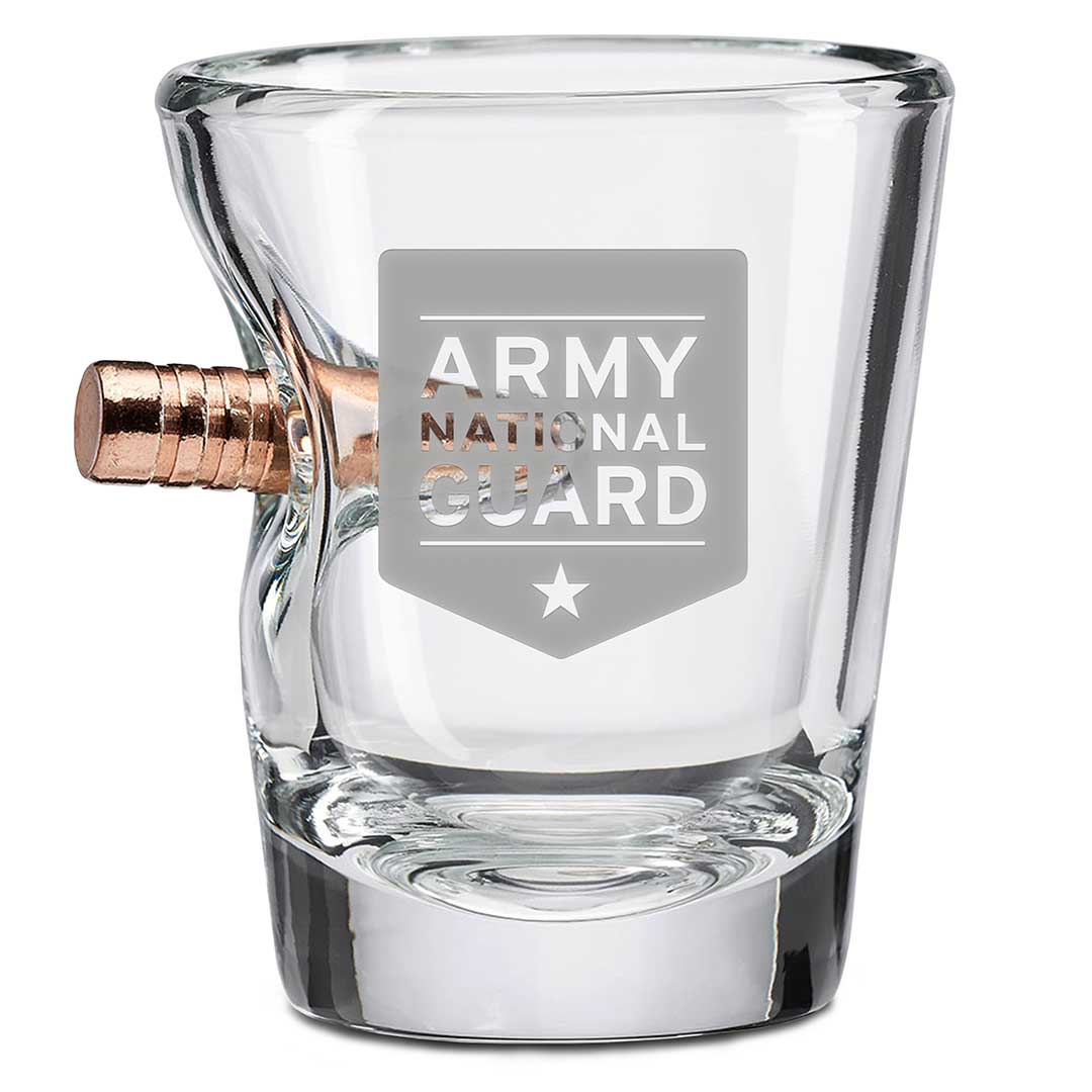 US Military Glasses 2oz Shot Glass Army National Guard Bullet