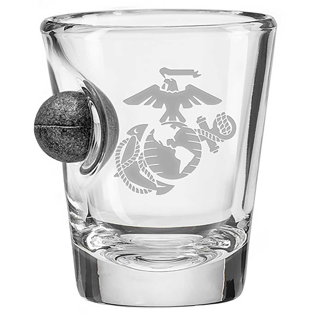 US Military Glasses 2oz Shot Glass Marine Corps Musket Ball