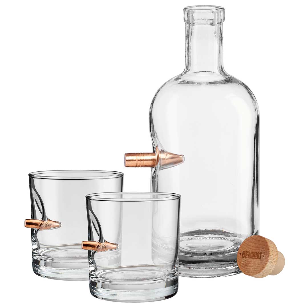 Whiskey Decanter and Rocks Glass Set Decanter and Two Rocks Glasses